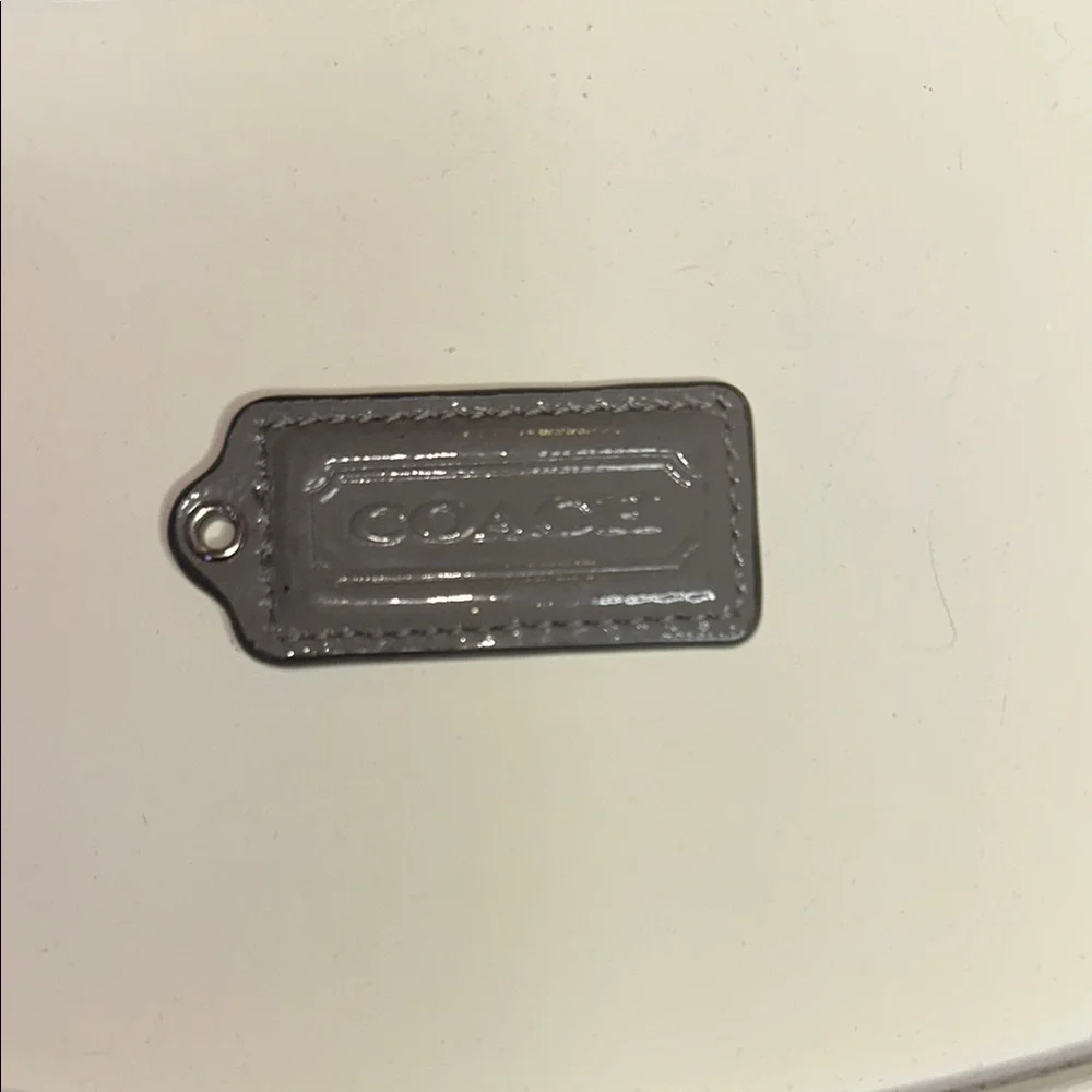 Coach Metallic Gray Leather Tag - Picture 1 of 3